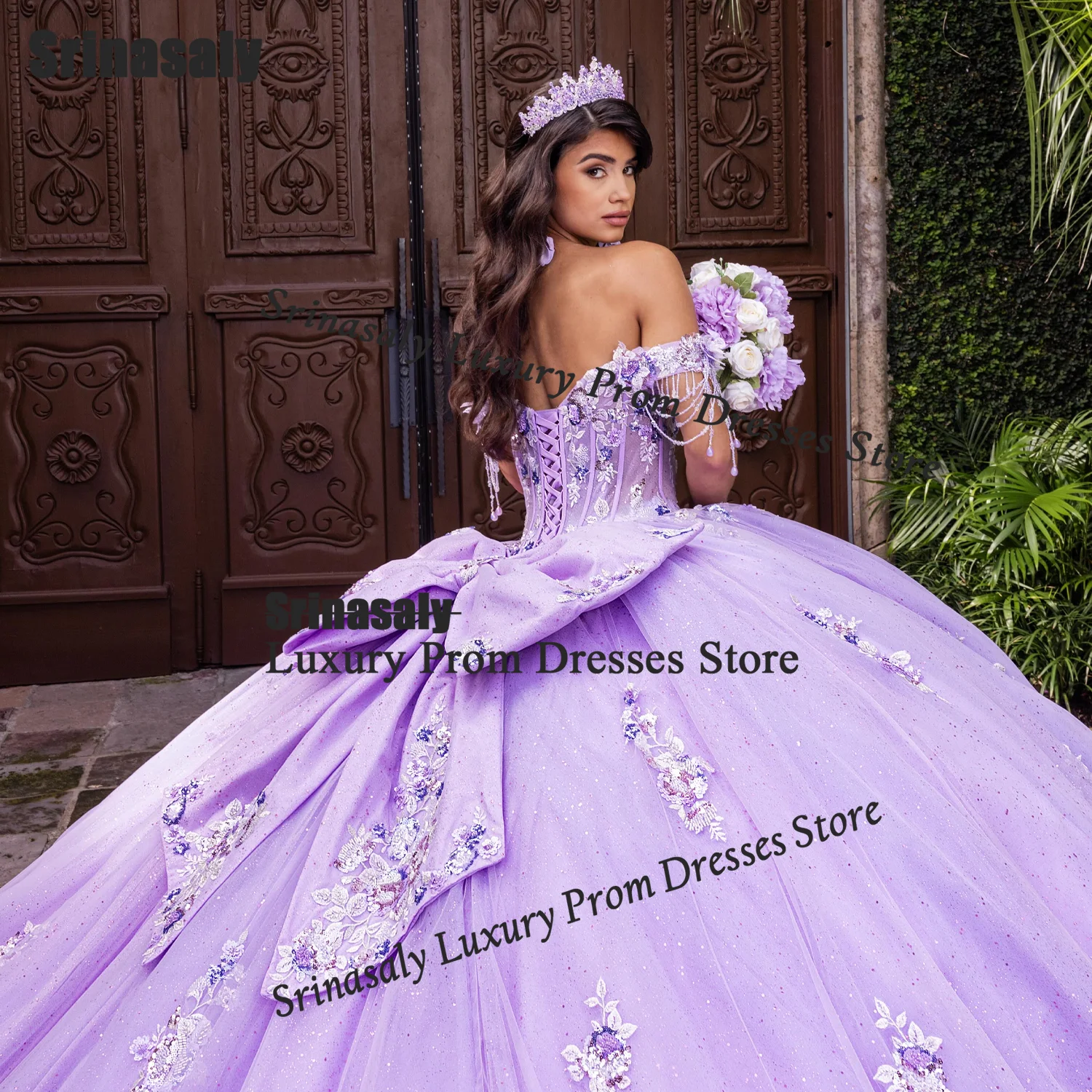 Princess Intricate Ball Gown Quinceanera Dresses Customized Bow Prints Birthday Sweet 16 Gowns Off Shoulder Vestidos De 15 Años