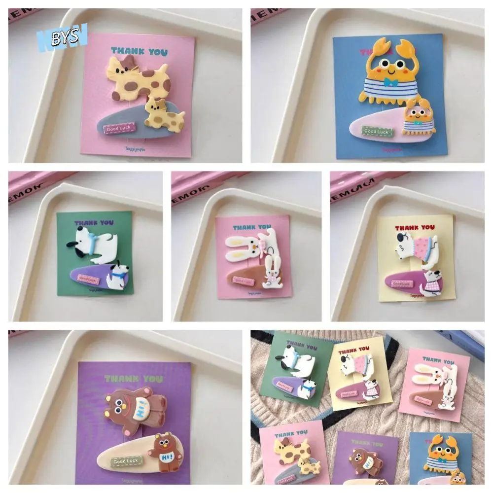 

Kawaii Cartoon Mini Hair Clip Candy Color Animal Bear BB Clip Duckbill Clip Princess Series Cute Barrettes Set Hair Styling Tool