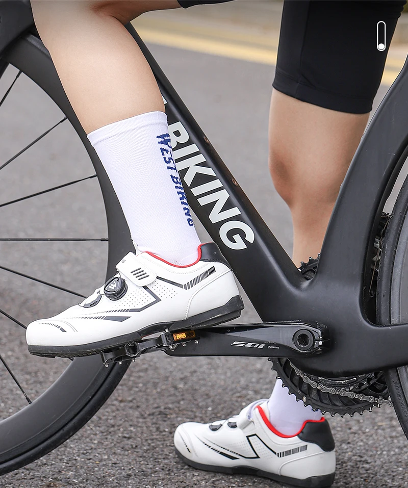 WEST BIKING Fahrradsocken für Männer und Frauen, Farbblock-Design, Atmungsaktive Sportsocken, Hohe Elastizität, Lauf- und Fahrradausrüstung, Größe 37-44 – Detail 10