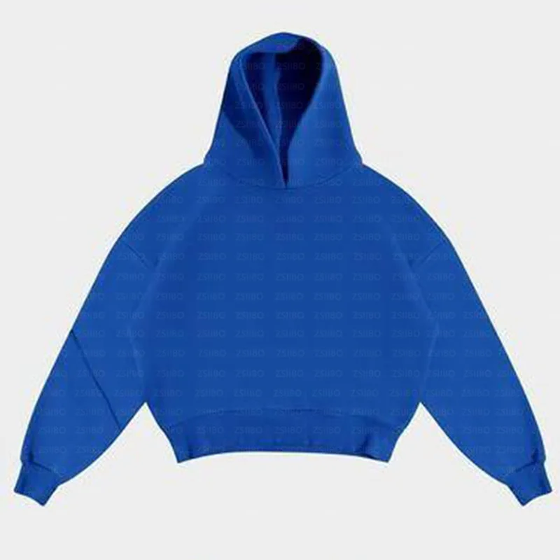 European and American casual street wear simple couple style fashionable hooded sweatshirt solid color loose fit sweatshirt