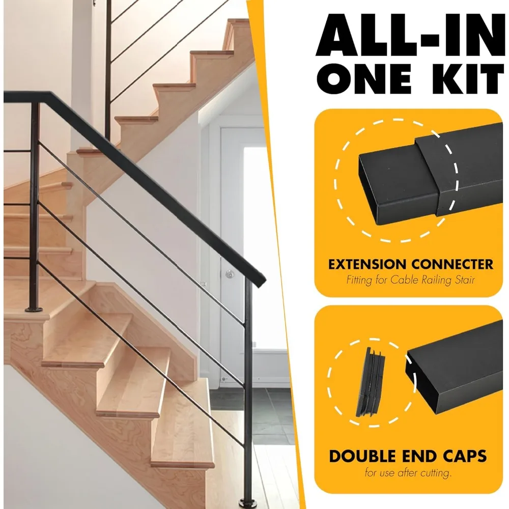 نظام درابزين كابل 304 من الفولاذ المقاوم للصدأ قابل للتعديل للحاجز المستطيل، مناسب لسلالم سطح السفينة والاستخدام الداخلي