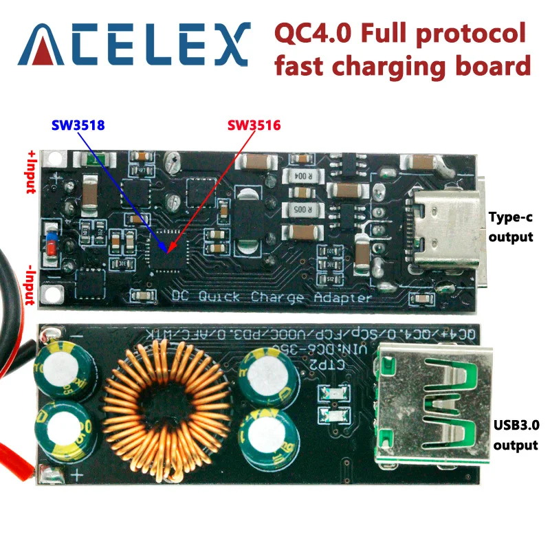 

QC4.0 QC3.0 USB Type-C Mobile Phone Quick Charge Adapter 6 -35V Step Down Buck Boost Module for Huawei SCP/FCP Apple PD Qualcomm