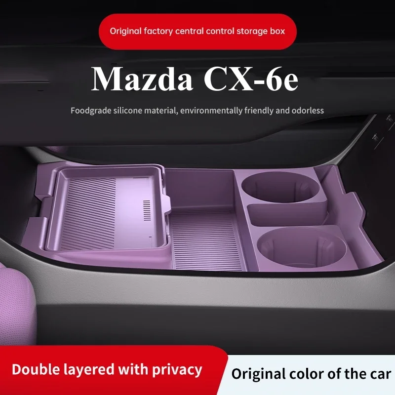 2025 For Mazda CX-6e CX6e CX 6e Center Console Below Storage Box Central Control Organizer Mat Car Interior Silicone