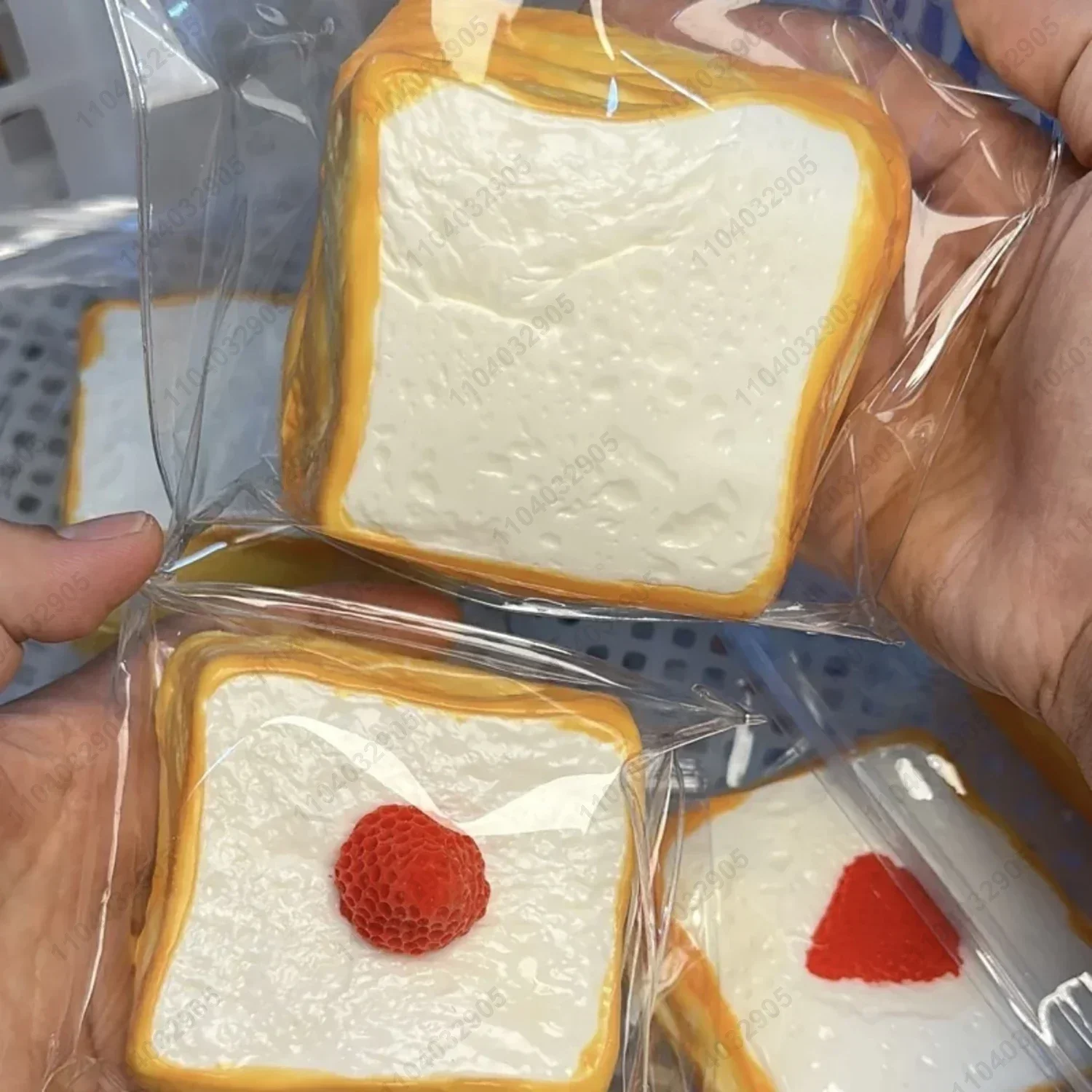 Toast Taba Squishy Square Double Decker Strawberry Toast White Bread Squishy Mochi Toy Anti Stress Release Hand Relax Toy