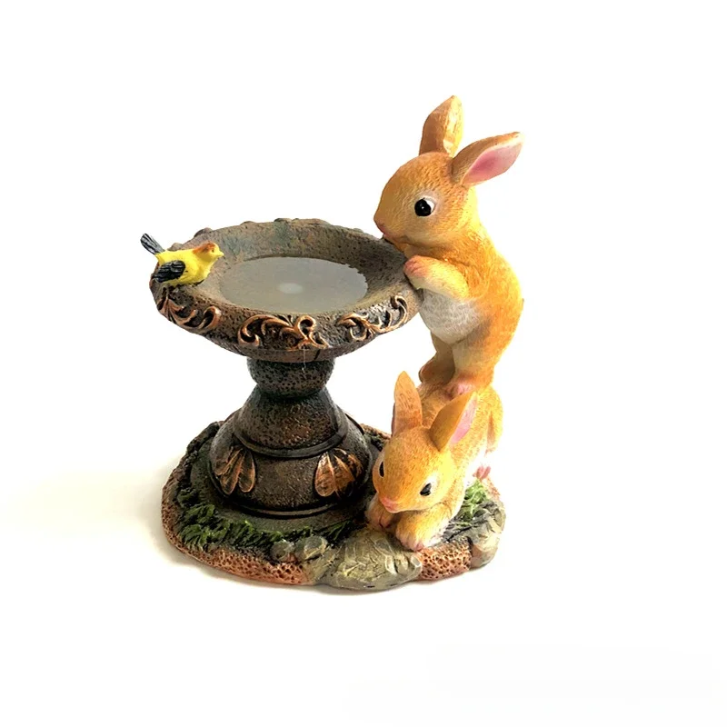 3Pcs/Lots Solar Resin Garden Statue Ornament Rabbit Simulation Animal Statue Ornament Outdoor Garden Light