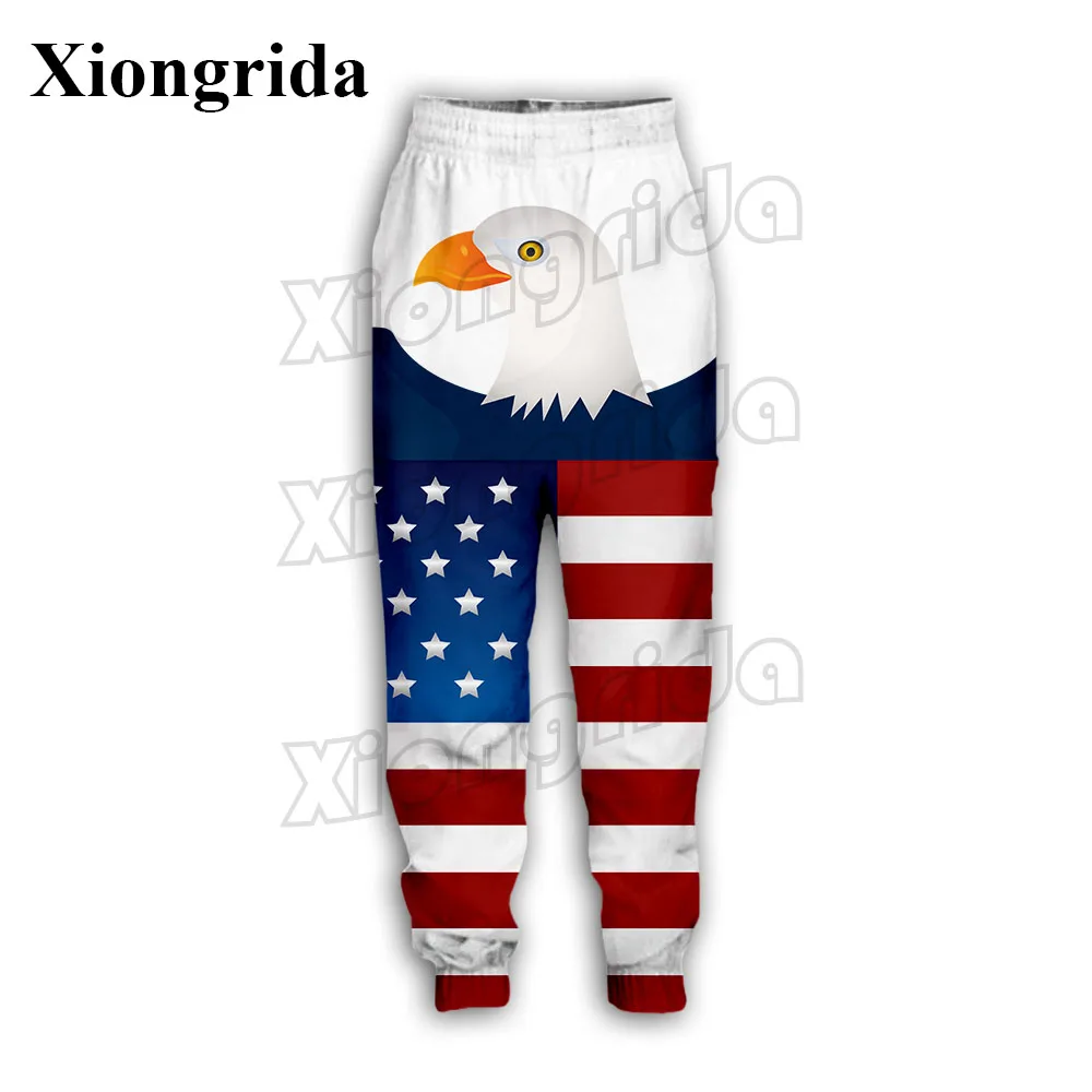 USA Flag Print Pants Mens Casual American Stars and Stripes 3D Printed Trousers Unisex Fashion Sweatpants Joggers Harajuku Stree