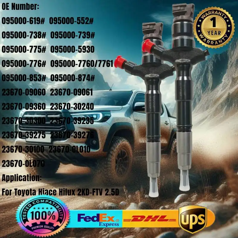 1pcs Fuel Injector 095000-8740 095000-874# 23670-0L070 23670-09061 23670-30240 for Toyota Hiace Hulix 2KD-FTV D-4D 2.5D Engine