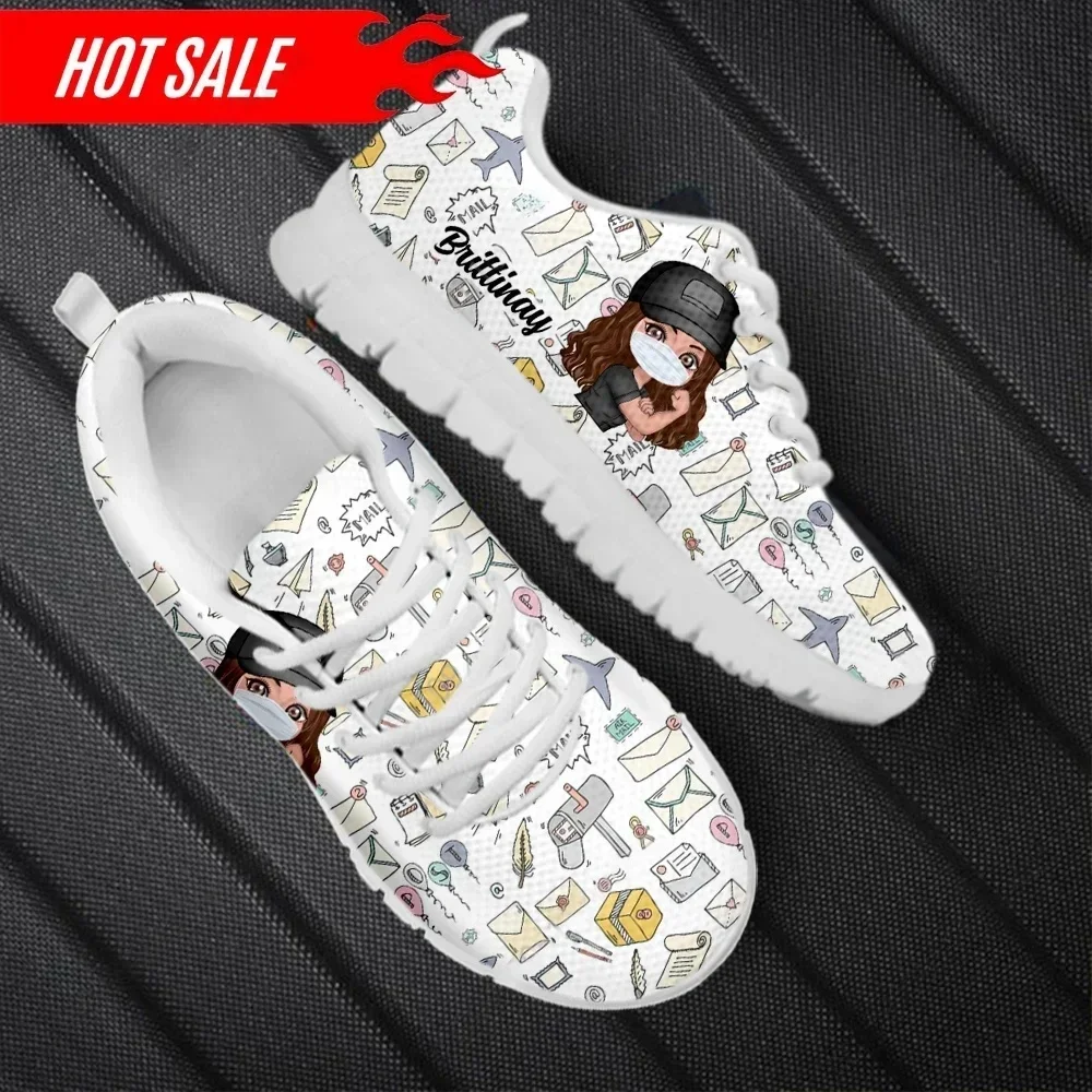 

Cartoon Black Women Nurse Pattern Ladies Casual Sneakers Breathable Lace up Flat Shoes Light Walk Shoes Footwear Hot