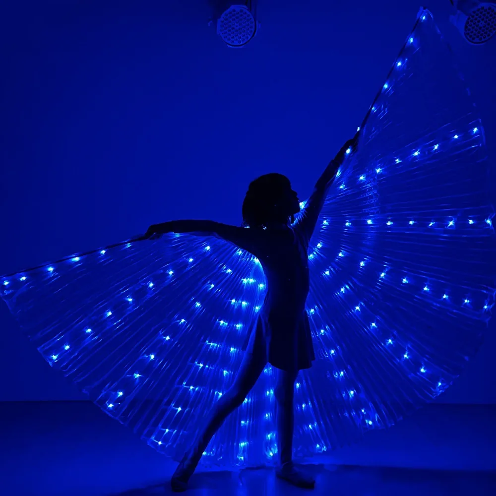 Alas LED Circo Luce luminosa Bambini Bambino Farfalla Isis Ala Danza del ventre Ali a LED Festa di Halloween Tron Led Cape Show