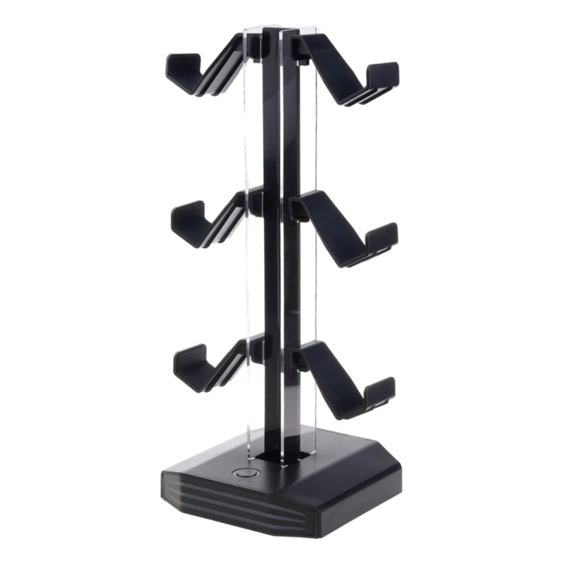 Modern Color Lighted Storage Stand For Gaming Controllers And Wireless Sound Equipment Including Safe Power Supply
