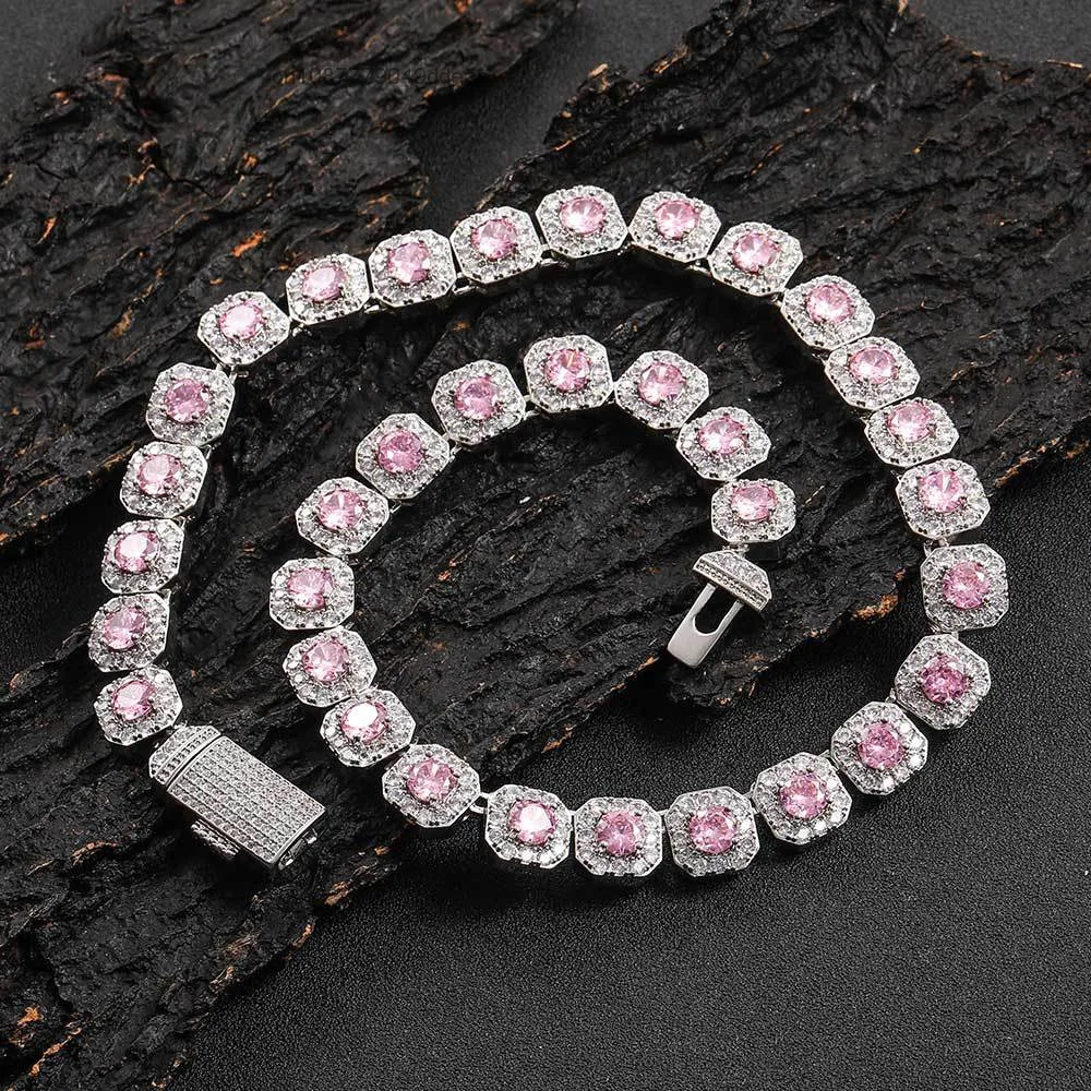 S925 necklace Moissanite VS D Diamond Tennis Chain Necklace 925 Sterling Silver Diamond Necklace Lab Grown Ruby Gemstone Neck