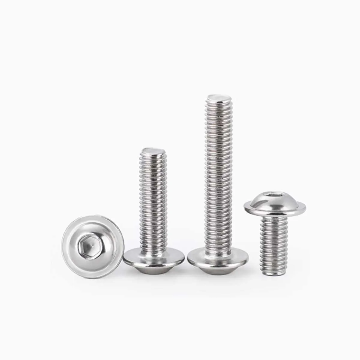 304 Stainless Steel Round Head With Washer, Hexagonal Screw Bolt, Pan Head M5M6M8M10M12