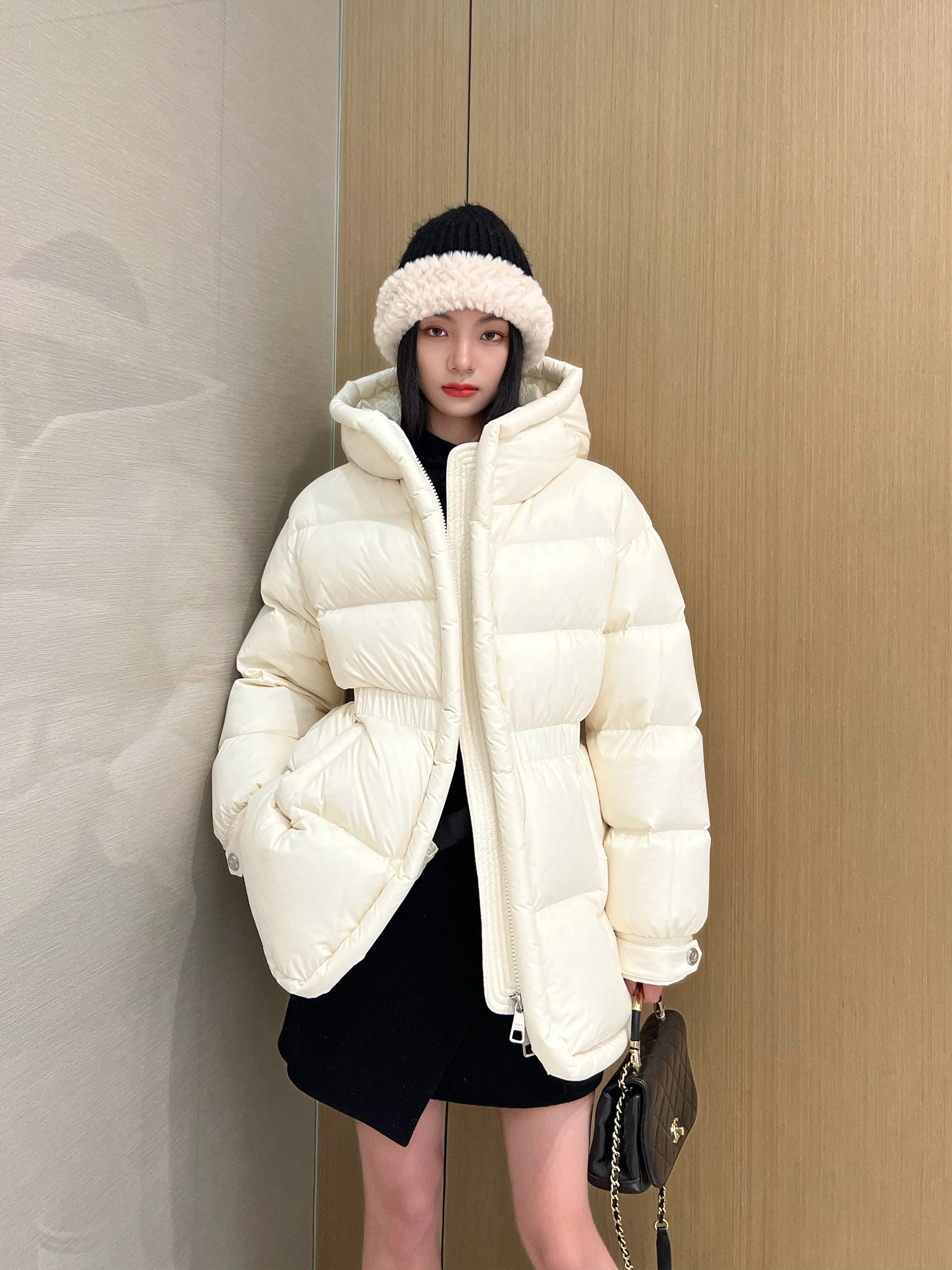 

NancyCavally High Wool Content Woolen Skirt Asymmetrical Slit A-Line f-length Ladies' Street Sle High Waist