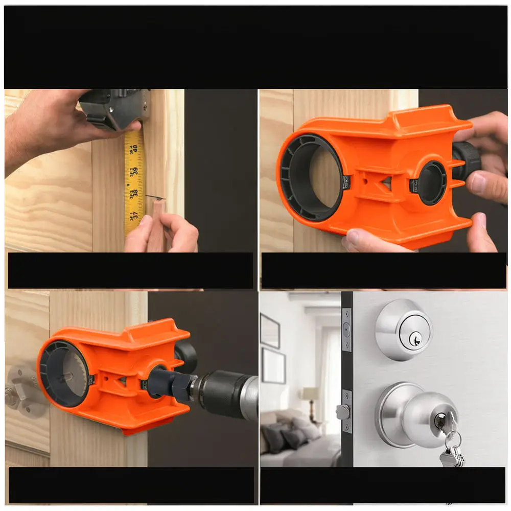 Efficient Carpentry Tool Door Lock Hole Opener Positioning Template Jig For Accurate Woodworking Drilling Work
