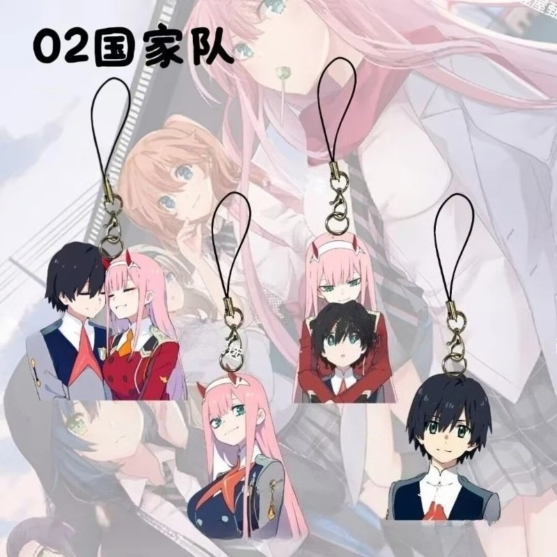 جديد حبيبي في سلسلة الهاتف المحمول FRANXX Zero Two Hiro الإبداعية عالية القيمة الرسوم المتحركة الكرتون المطبوعة زوجين الاكريليك الحبل #2