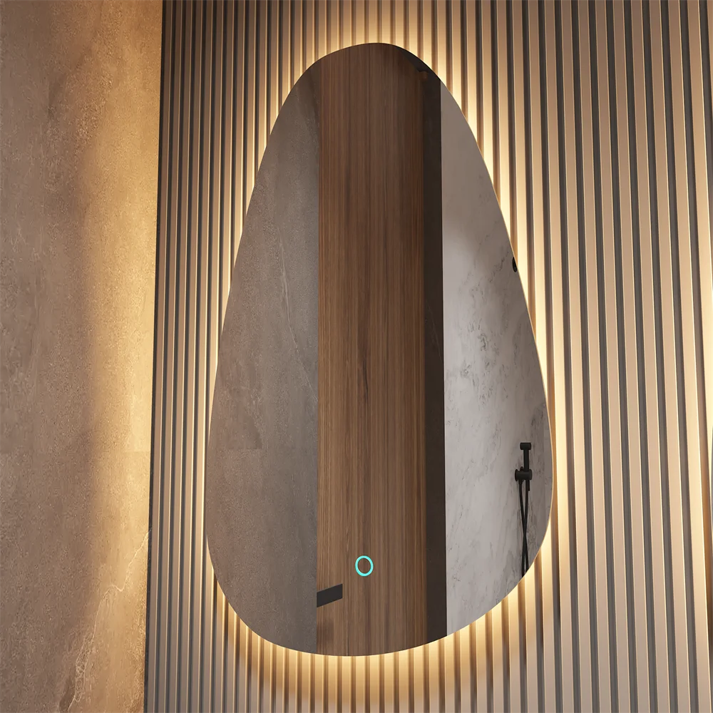 

Irregular Shaped Frameless Two Lighting Colours Wall Mounted Bathroom LED Mirror