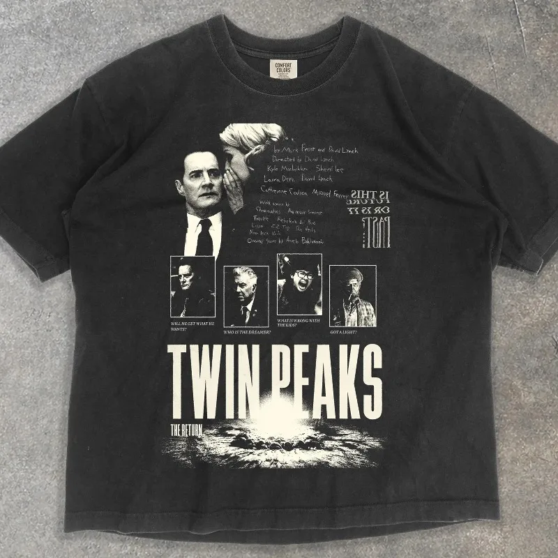 Camiseta Retro Twin Peak, Camiseta Estilo Retro para Mulheres, Nova Camiseta Casual Unissex de Verão em Algodão