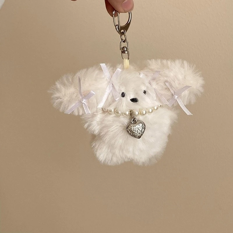 Plush Rabbit Keychain Hanging Ornament Handbag Charm Pendant for Girls Women