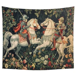 Medieval Wall Hanging Lancelot Knight Vintage Tapestry Aesthetic