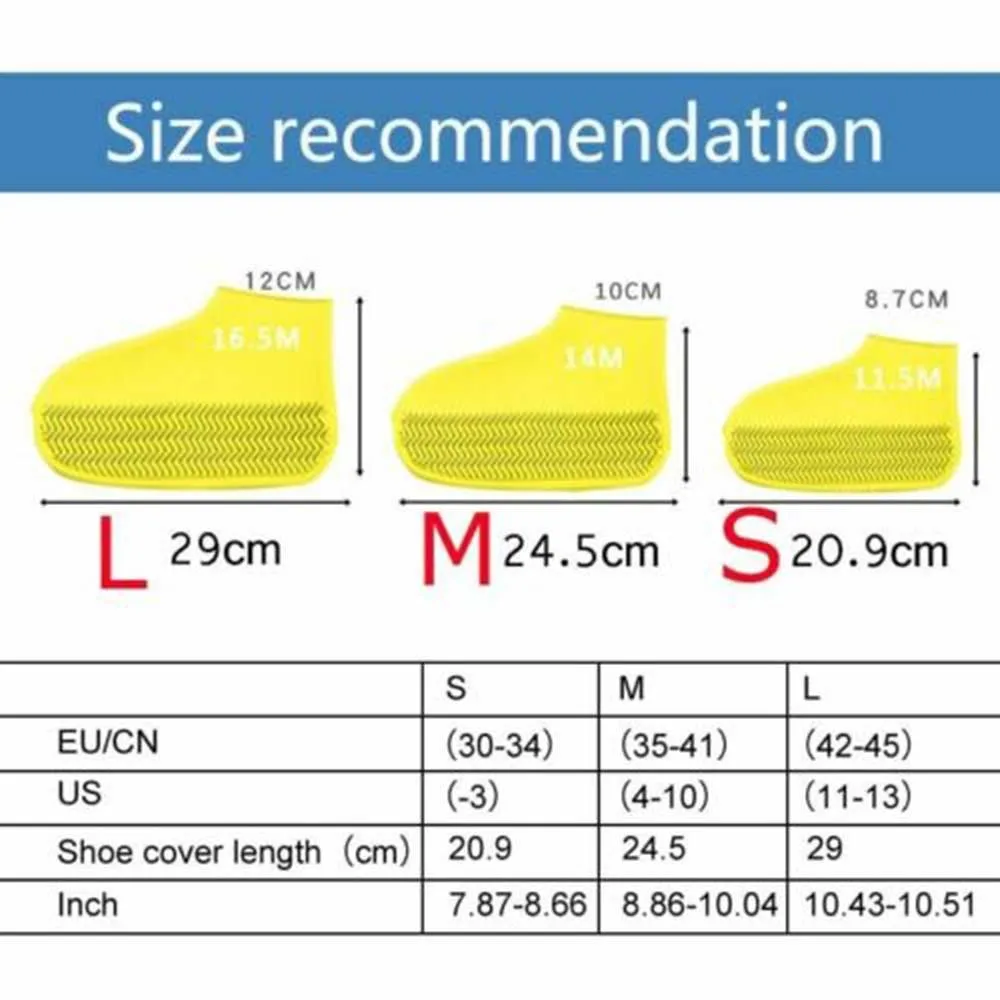 Waterproof Silicone Shoe Covers Non-Slip Rubber Overshoes For Rainy Days Reusable Boot Protectors S/M/L Wet Weather Accessories