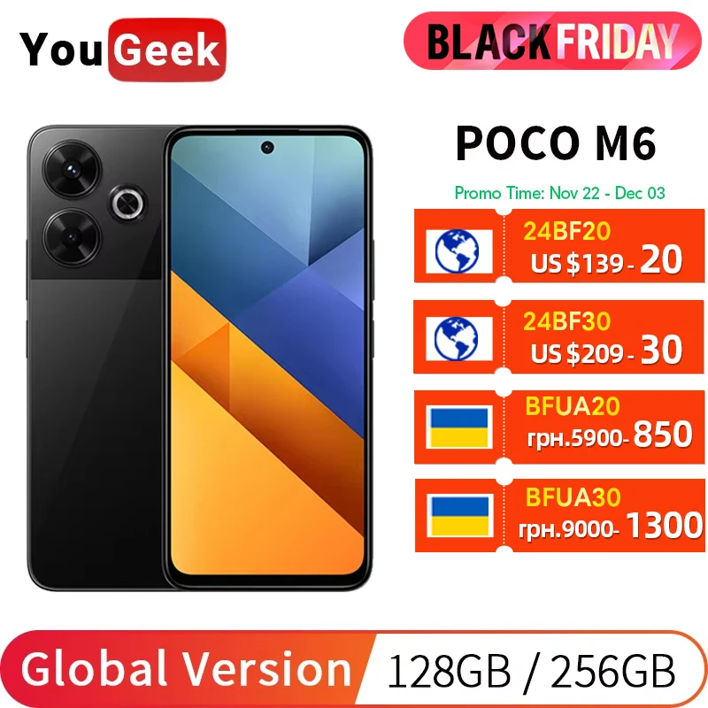 POCO M6 NFC Cellphone Global Version Helio G91-Ultra 108MP Camera 6.79