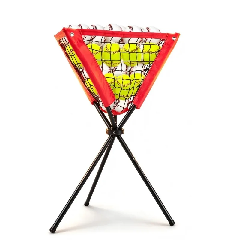Triangle Portable Foldable Mobile Net Baseball Softball Ball Collector & Caddy Outdoor Batting Practice Storage Rack for Players