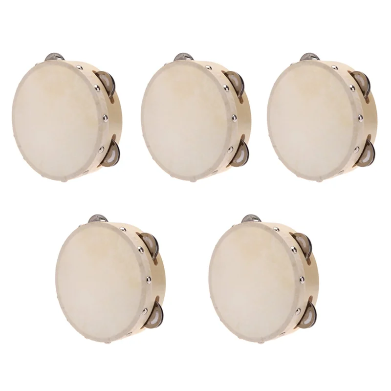 A99I-5Pcs 6In باليد الدف طبل جرس المعادن الأناشيد قرع الموسيقية لألعاب KTV حفلة الاطفال #2