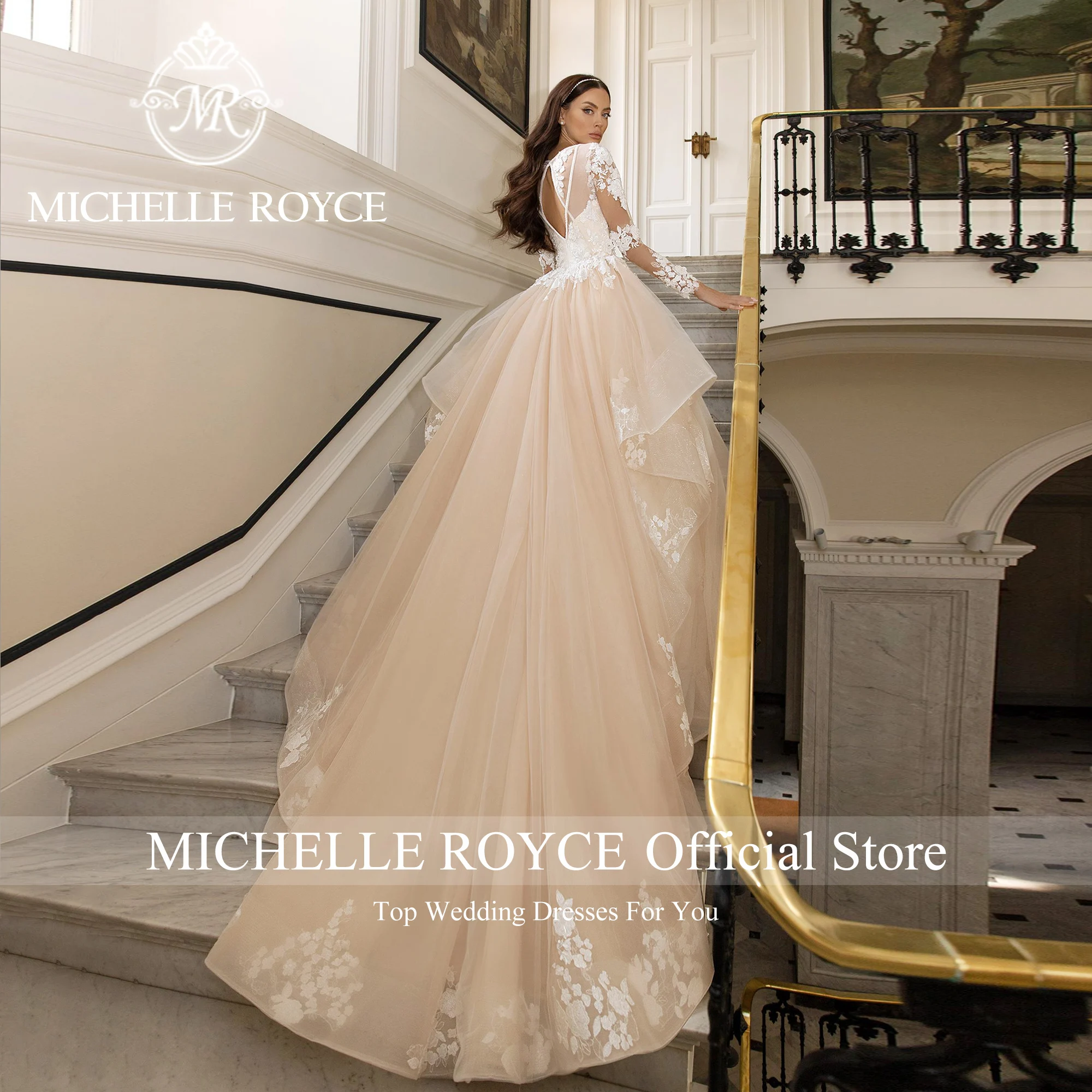 Michelle Royce Baljurk Trouwjurken Voor Vrouw 2024 High-End Fee Kralen Bloemen Luxe Trouwjurk Vestidos De Novia