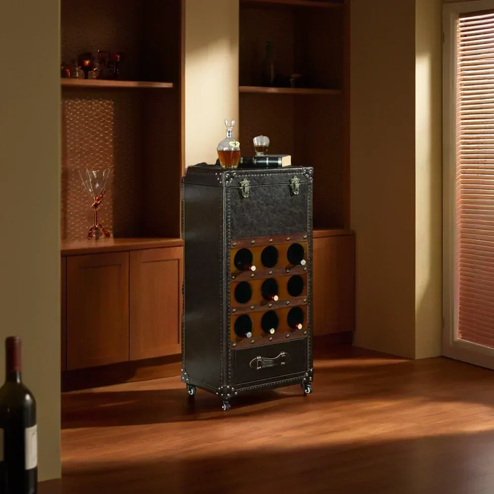 Tampilan Anggur Merah Multi Laci Dekoratif Kayu Tinggi Perabot Ruang Tamu Rumah Kabinet Bar Anggur dengan Laci