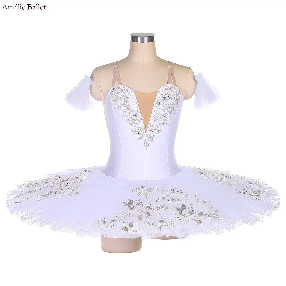 BLL022 Body in spandex bianco Tutu di balletto pre-porfessional Ragazze e donne Costumi di balletto per spettacoli teatrali Ballerina Abito da ballo