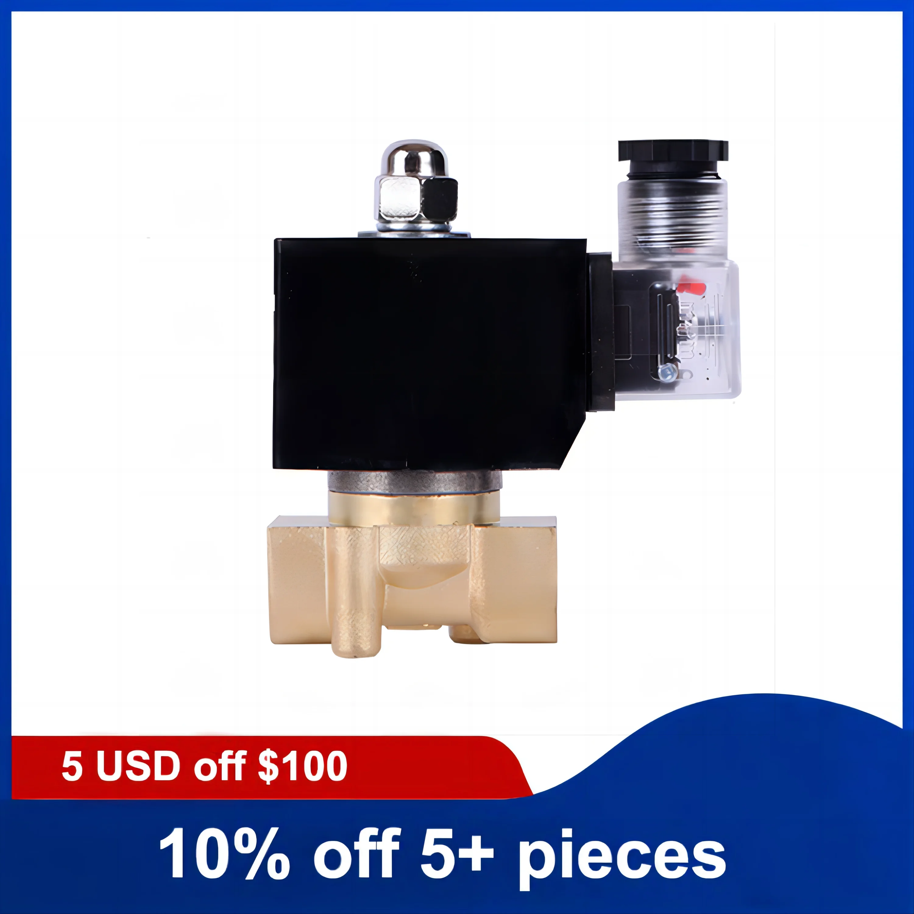 3/8 inch Brass Normally Closed Solenoid Valve 220V 12V 24V Direct Acting Solenoid Valve with LED Light