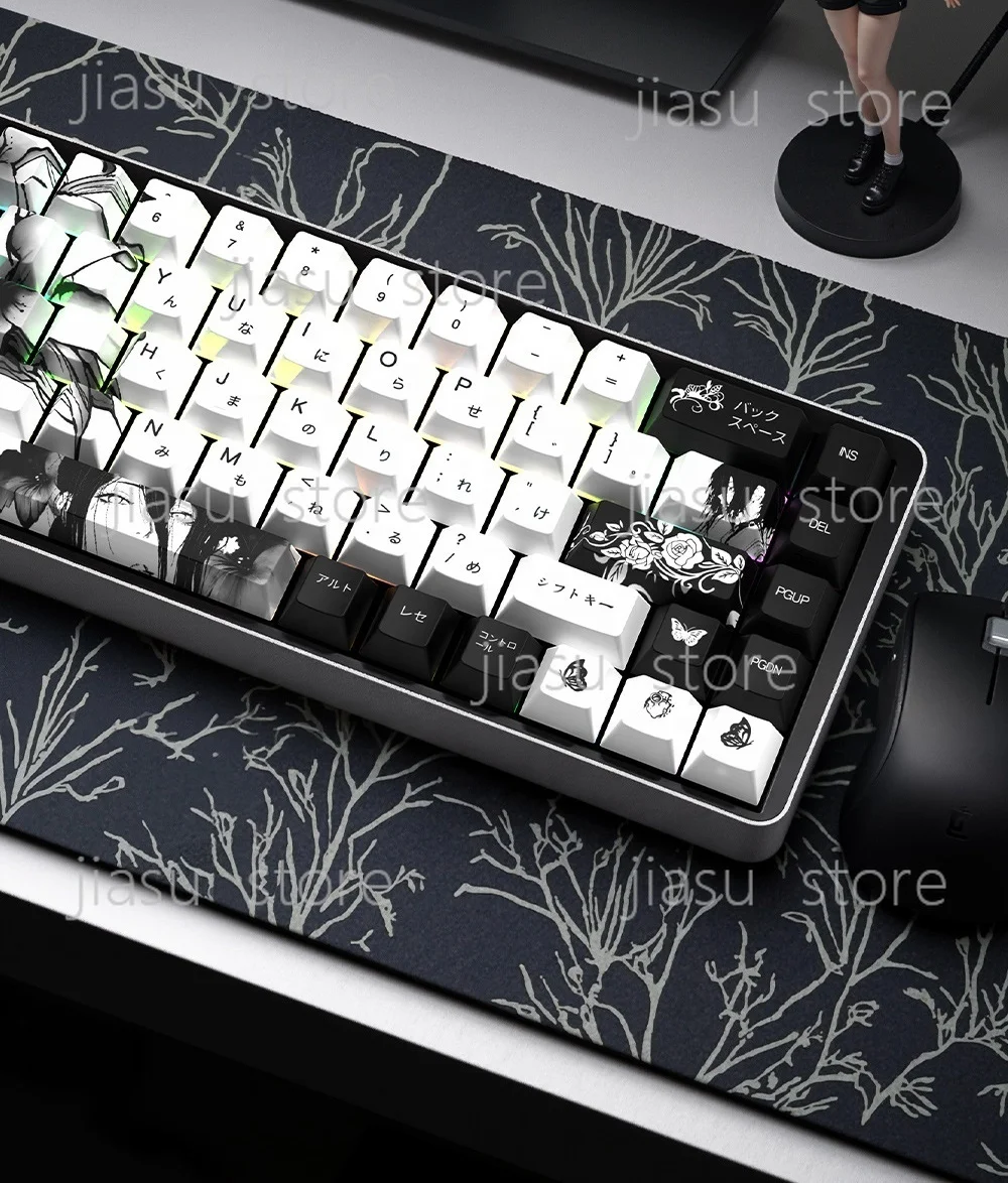 Rene Genger 129 Keys Side Printed Translucent Keycaps PBT Cherry Profile Custom Keycap Set for Cherry