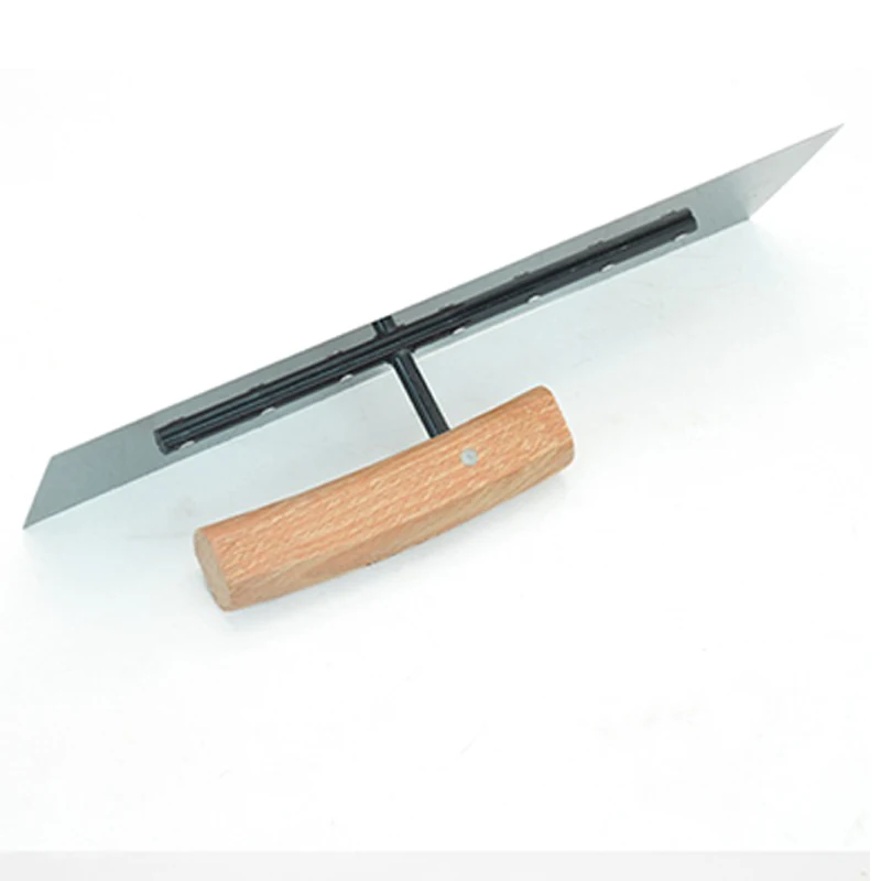 Polished stainless steel  plaster trowel  with curved wooden handle concrete finishing trowel