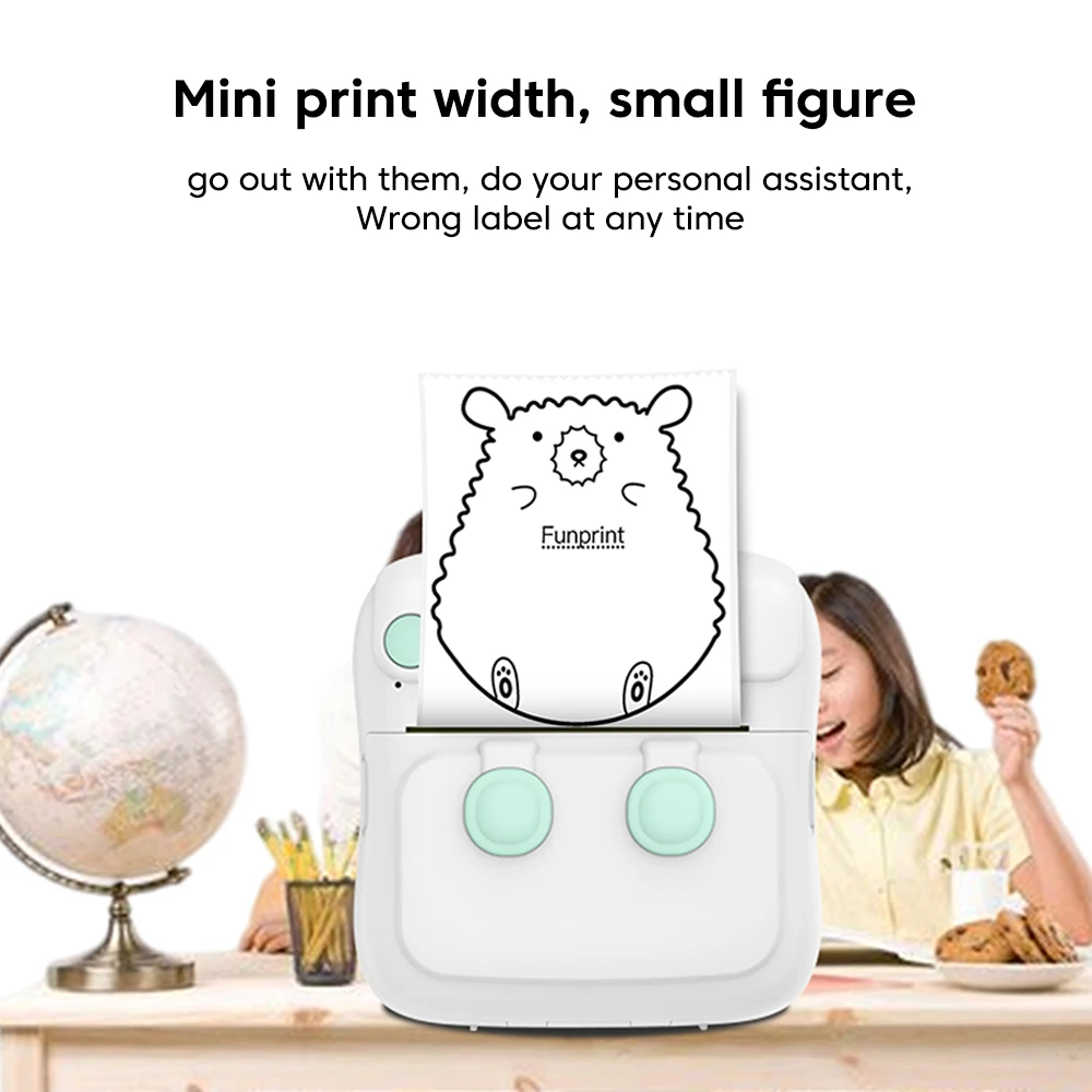 Portable Thermal Printer Mini Sticker Printer BT Wireless Inkless Label Printer Compatible with Android iOS 200dpi DIY Printing