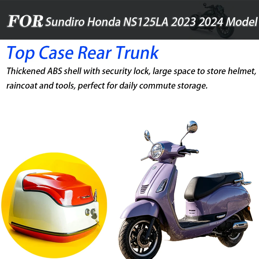 Motorcycle Vintage Rear Top Case Trunk For Sundiro Honda NS125LA 2023 2024 Scooter Storage Box With Security Lock Motorbike Modi