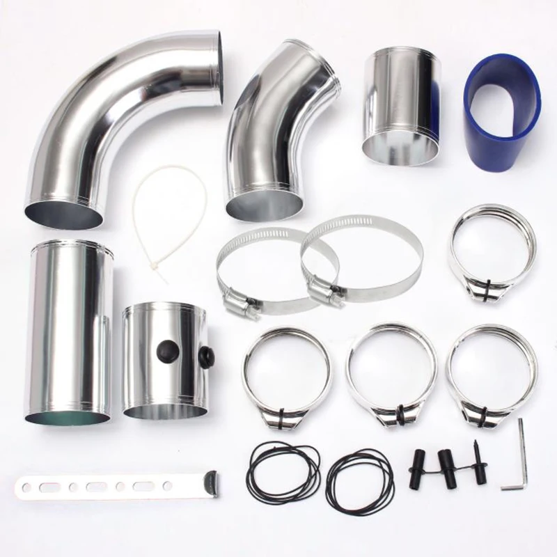 Universal 76MM Auto Car Cold Air Intake System Aluminium Tube intake pipe Turbo direct cold Car Intake Pipe Hose Retrofit Kit