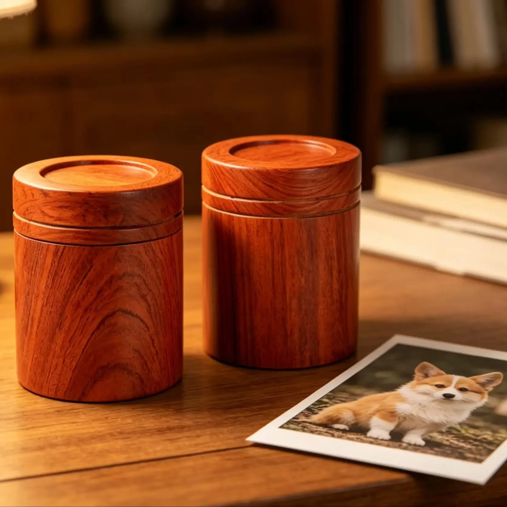 G6 Handmade Rosewood Pet Memorial Urn Eco Friendly Wooden Keepsake Jar for Dog Cat Ashes Fur Hair Home Decor Gift for Pet Lovers