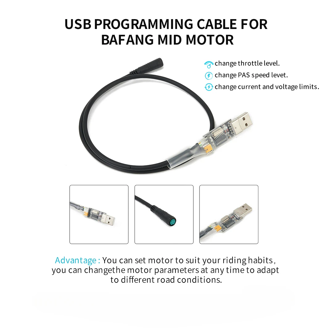 Bafang USB Programming Cable Ebike for 8fun BBS BBSHD Mid Drive Motor Programmed Cable 5PIN Electric Bicycle Accessories