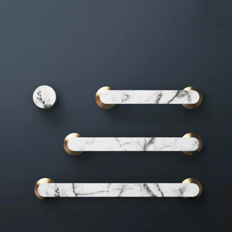 

Self-designed New European-style Handle Home Improvement Hardware Handle Marble Pattern Black and White Cabinet Door Handle knob