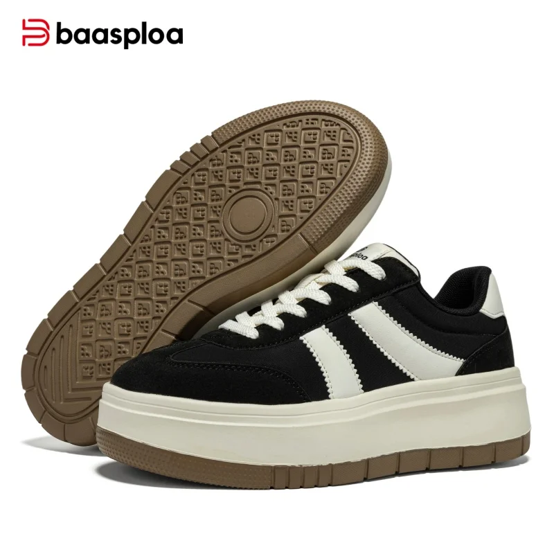 Baasploa Women Platform Sneakers Chunky Thick Sole Lace Up Casual Walking Shoes Comfort Non Slip Street Fashion Female Daily
