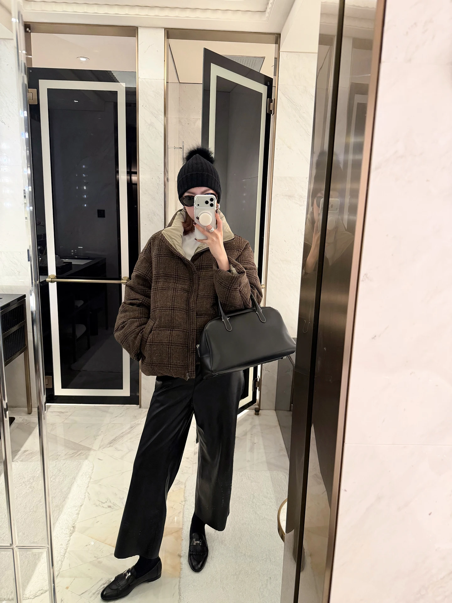 

Briti Classic Warm Du down Jaet Tweed Plaid Stand Collar Women's Outerwear Top New Sle Daily Wear Winter Coat