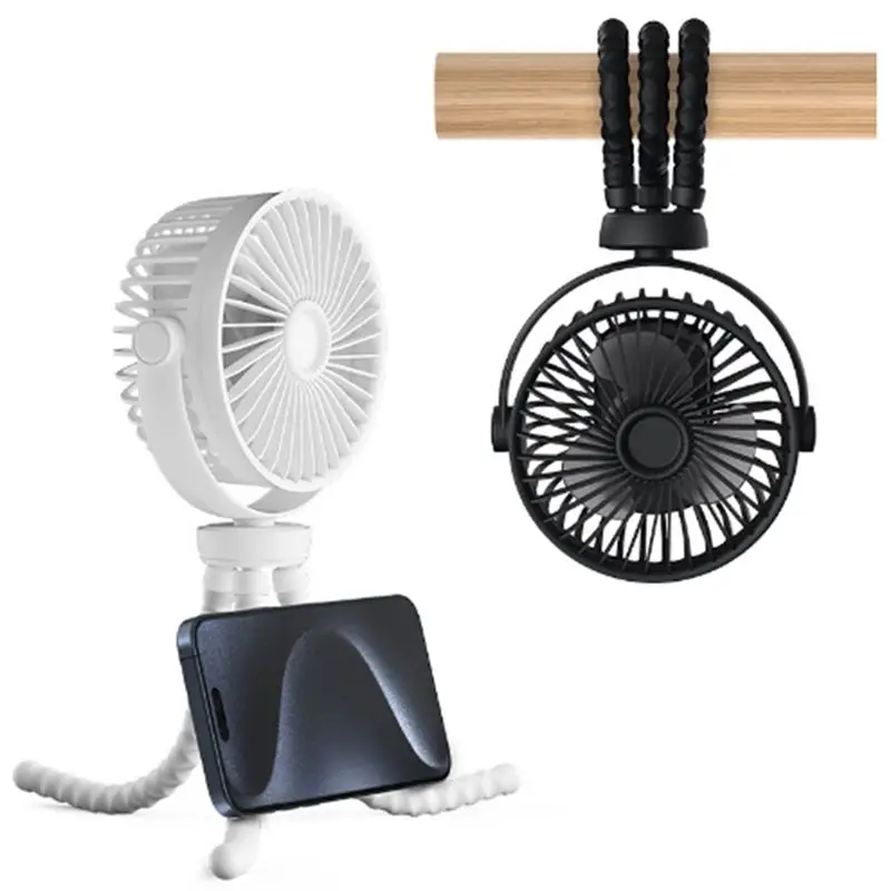 A71Z Baby Stroller Fan Mini Outdoor Fan USB Speed Flexible Octopus Fan Tripod Clip On Handheld Fan For Stroller Crib