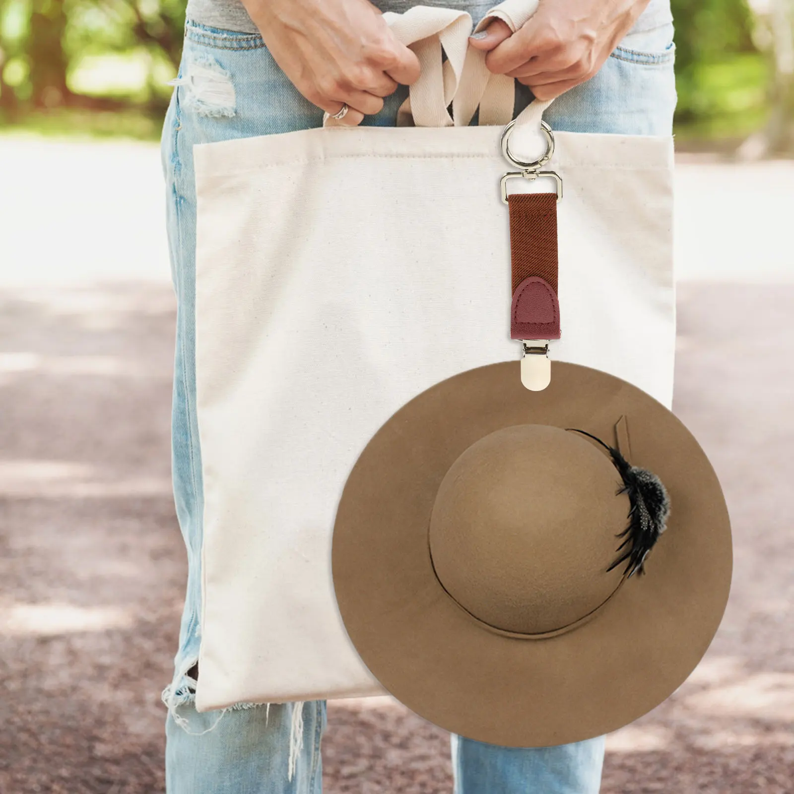 

3 pcs Hat Clips for Travel Women Elastic Pu Holder Straw Hat Clip H bags Accessories Black White DarkBrown