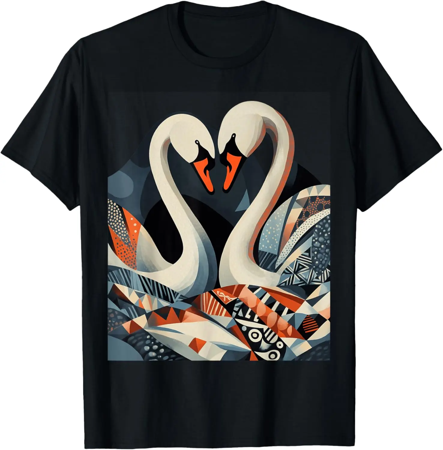 Abstract Swans in Intricate Patterns Art T-Shirt