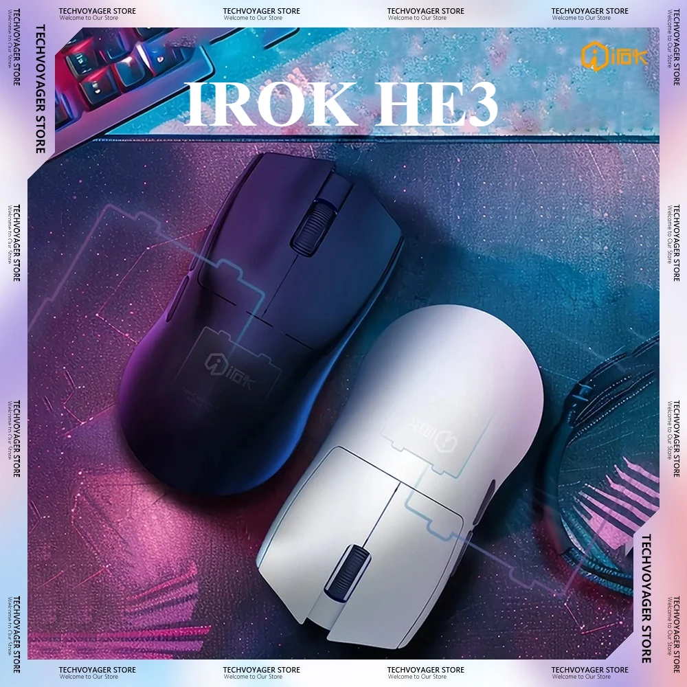ماوس ألعاب IORK HE3 خفيف الوزن وقابل للاستبدال وبطارية مخصصة لاسلكية تعمل بالبلوتوث ثلاثي الوضع ملحقات الكمبيوتر المحمول الرياضية الإلكترونية
