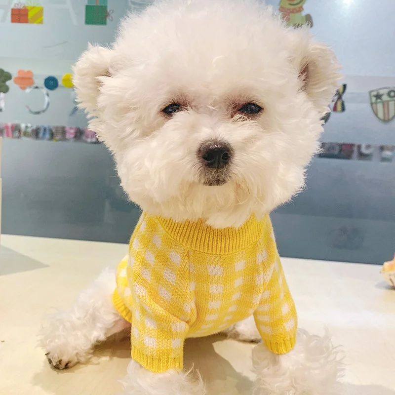 Autumn Dog Knitted Clothes Pet Dog Sweater Warm Soft Puppy Costumes Cute Print Cat Sweater Pet Jacket Coat Chihuahua Dog Outfits