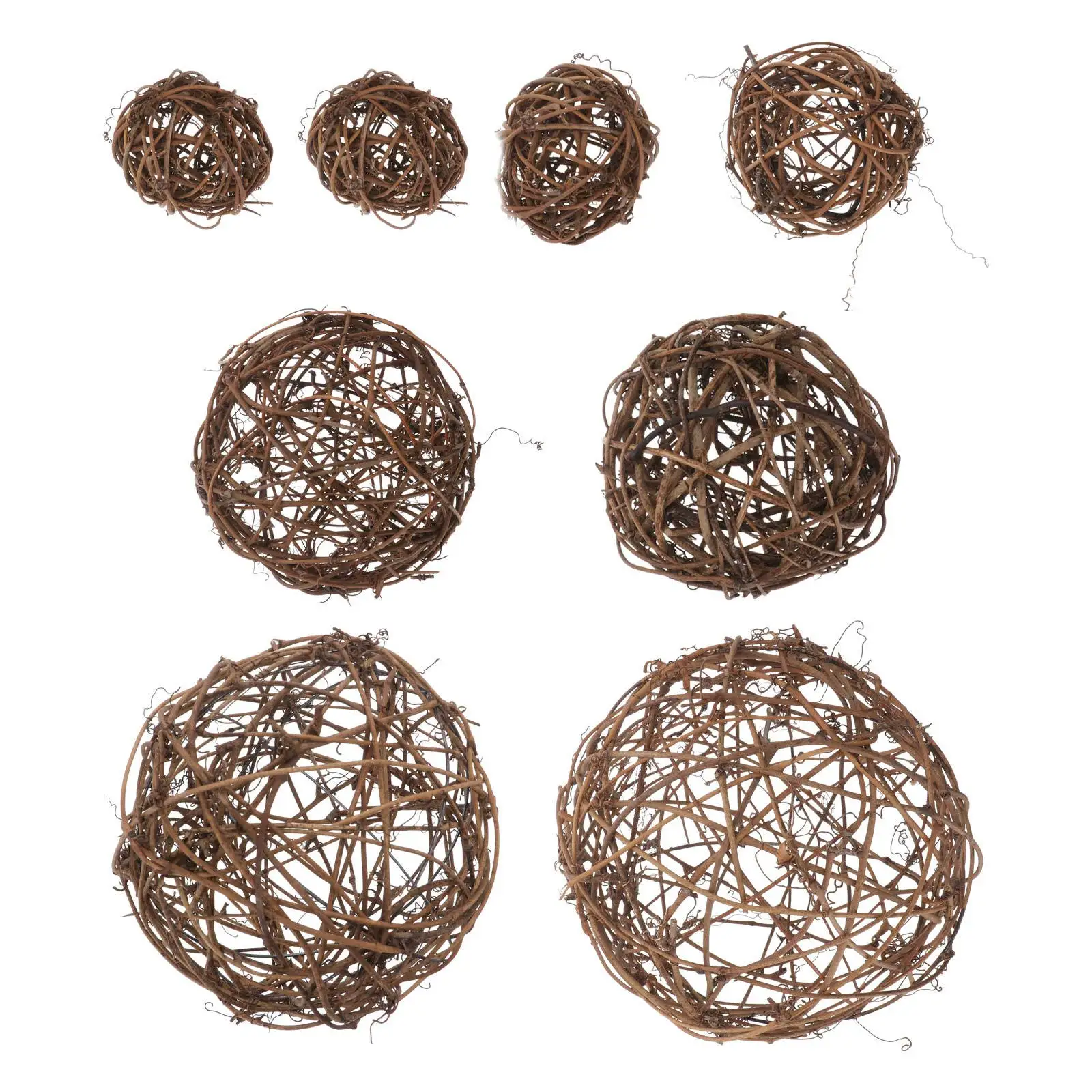 

8Pcs Rattan Ball Ornaments Different Size Hollow Balls Party Supplies Wedding Birthday Christmas Home Decoration