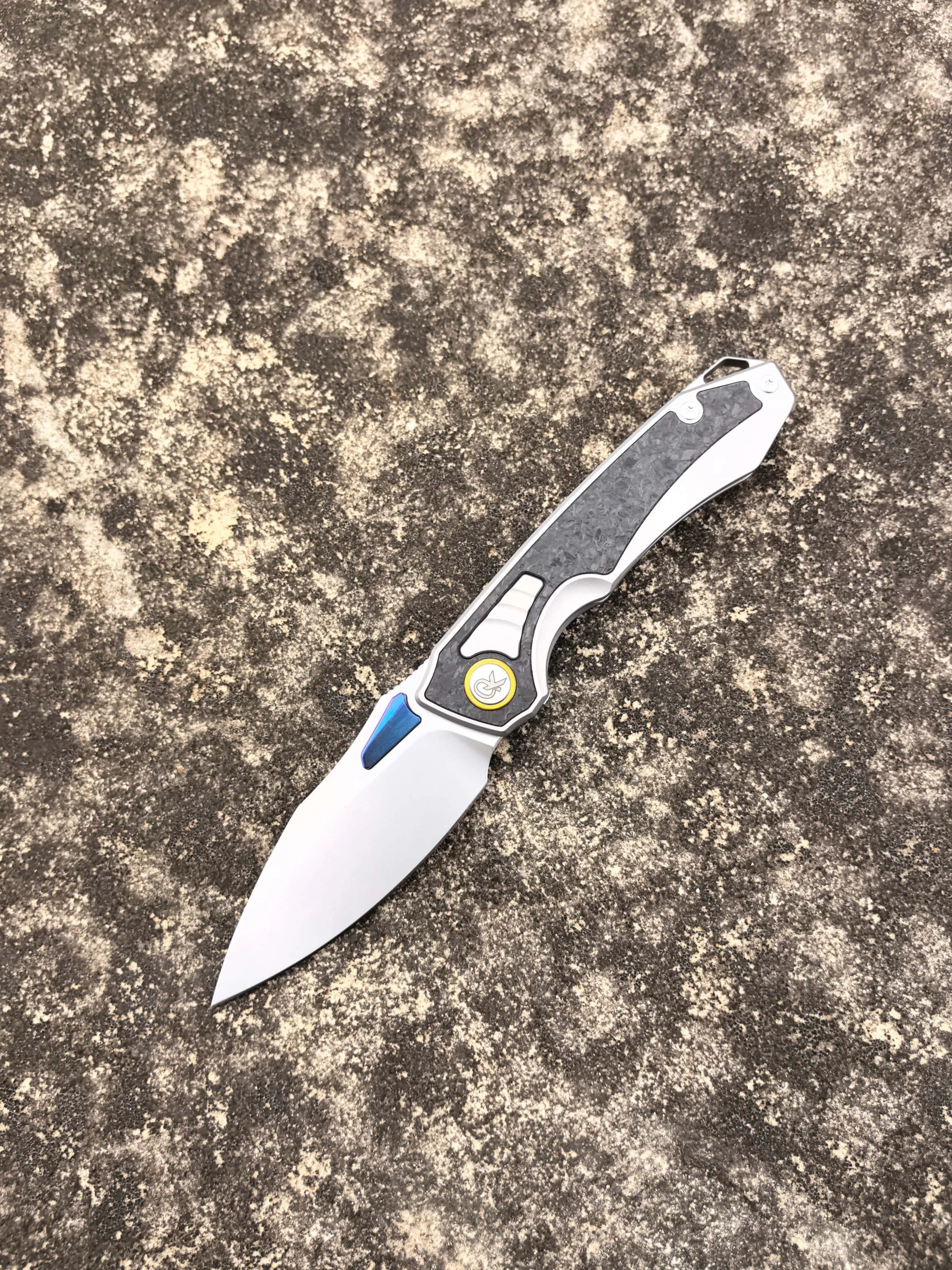 RIHE Original Design  Folding Knife 14C28N Blade TC4 Titanium+CF Handle Outdoor Camping Hiking Utility Kitchen EDC Tools