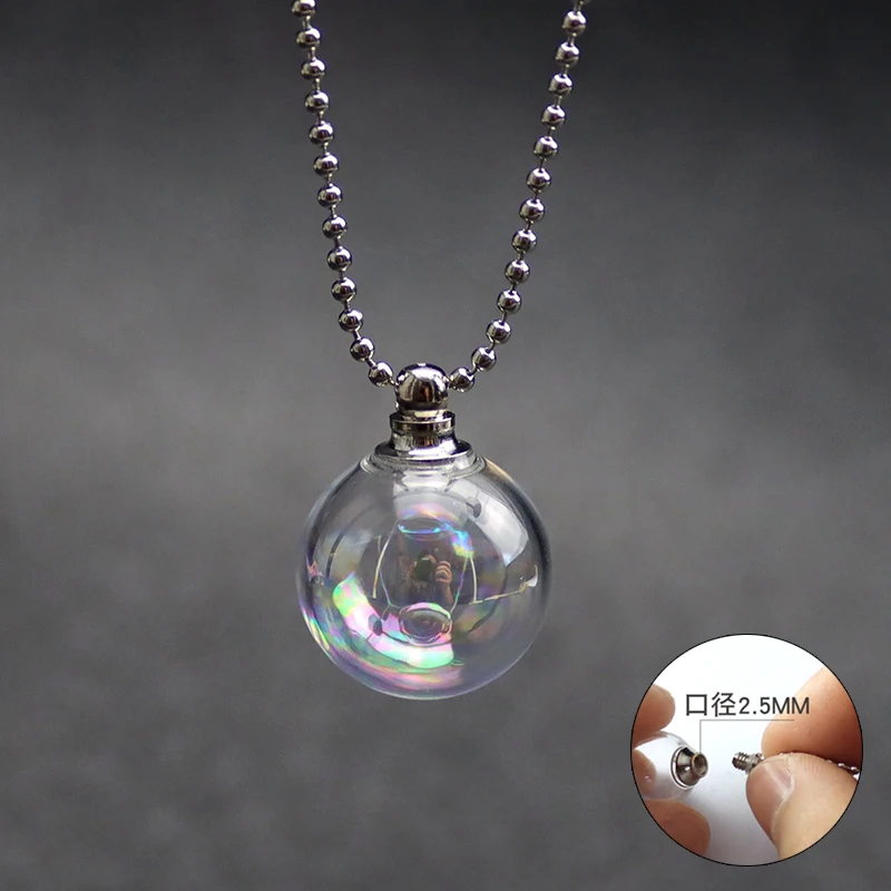 2PCS Glass Bulb with Screwed Cap Glass vial pendant Perfume Bottle Necklace Diy Wishing Bottle Necklaces Jewelry Gift