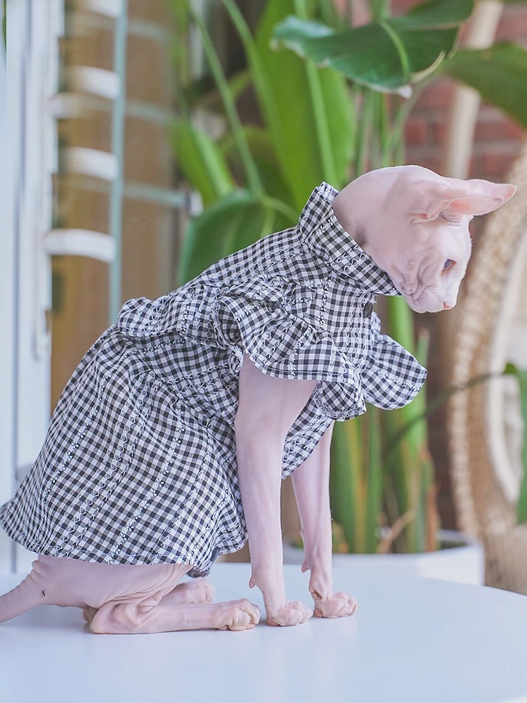 Luxury Plaid Sphynx Cat Skirt Dress Summer Pet Dresses for Cats Gotas Siamese Persian Katten mascotas Costume Puppy Dog Clothes